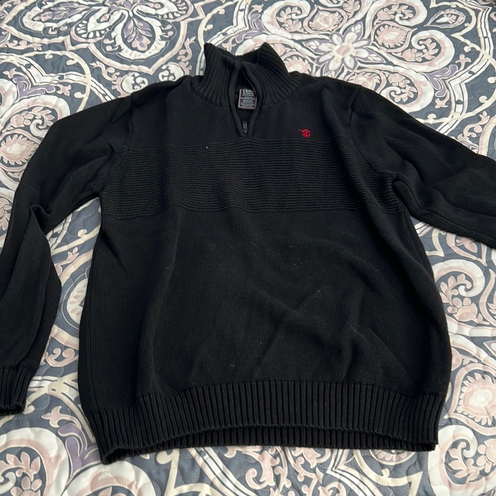 Izod boys 14/16 1/4 zip sweater black
